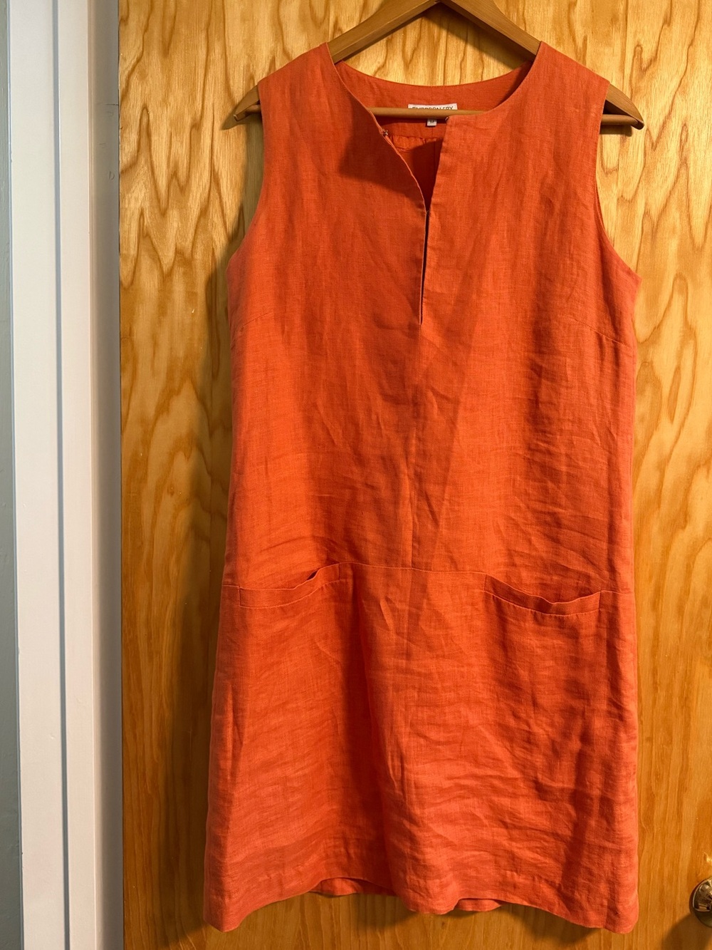 Emerson Fry Orange Sleeveless Linen Shift Dress M